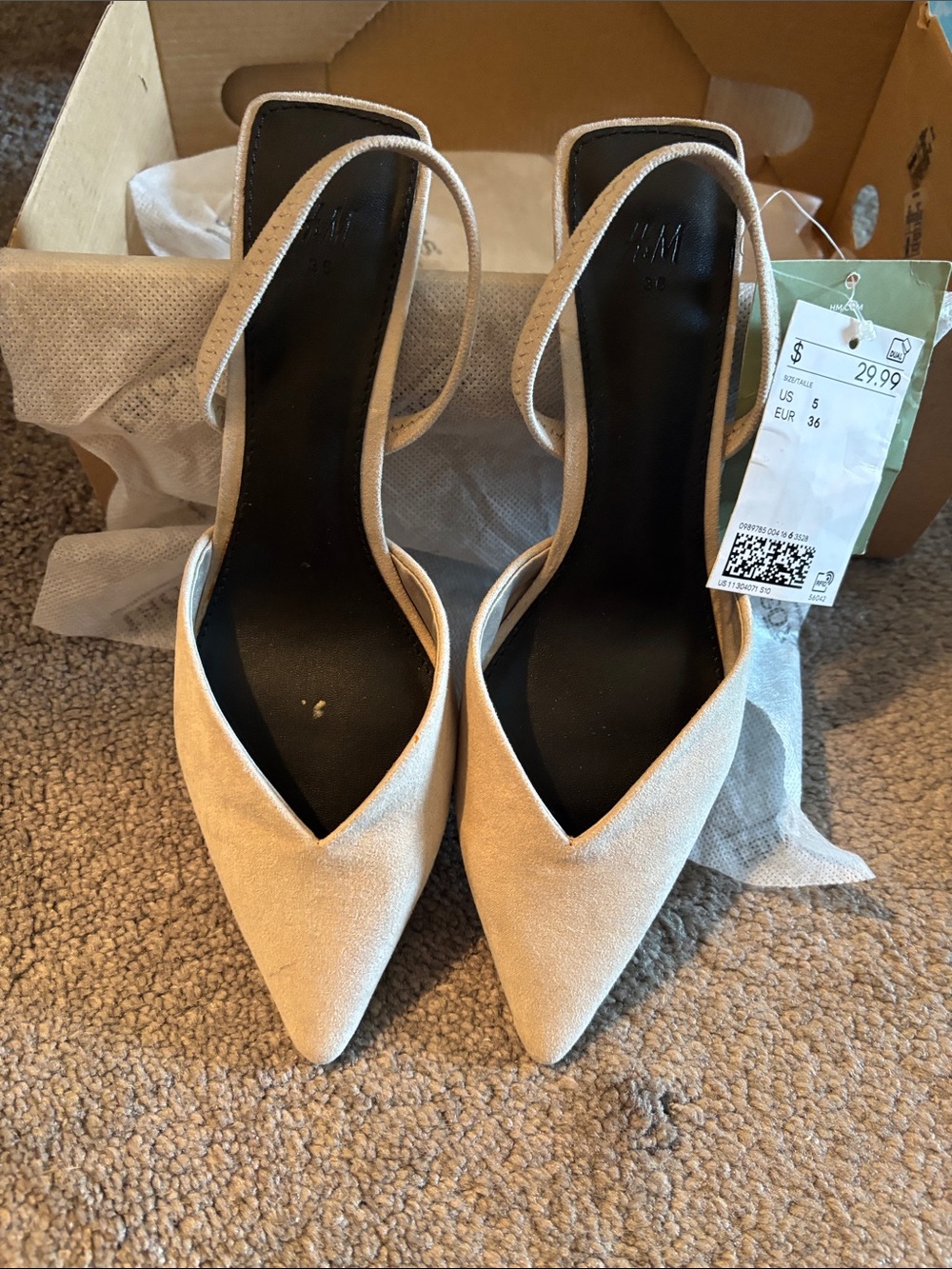 Taupe Suede Kitten Heel Slingbacks